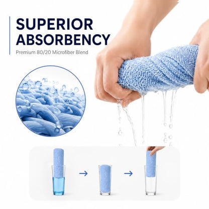 Veco Microfiber Cleaning Cloth Roll with Holder 80 PCS, 12" x 12" Blue - color: Blue-st