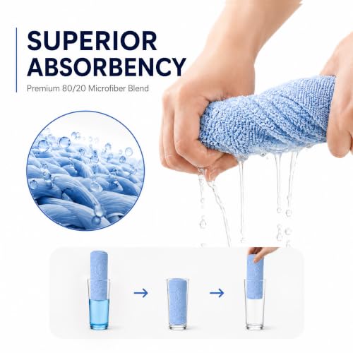 Veco Microfiber Cleaning Cloth Roll 80 PCS, 12" x 12" - color: Blue