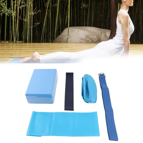 5Pcs Yoga Fitness Set, Yoga Blocks with Stretch Belt, Latex Towel and Resistance Loop, Complete Workout Kit for Home Gym, Includes Yoga Ball for Pilates, Stretching and Strength Tr