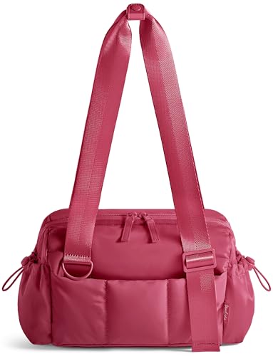 Uselike Small Gym Bag for Women, 7L Mini Duffle Bag for Travel, Lightweight Quilted Puffer Bag for Daily, Cute Shoulder Bag for Dance with Wet Pocket (Red) - color: Red