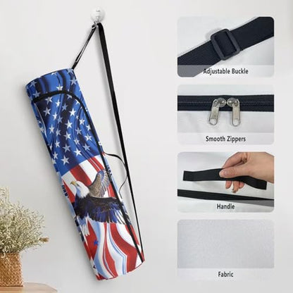 Yoga Mat Bag for Women & Men Full-Zip Yoga Mat Carrier Bag for Class Workout Park with Adjustable Strap - color: American Flag Eagle1