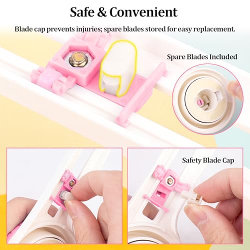 Circle Paper Cutters，Adjustable Rotary Circle Cutter，Circular Cardboard Circle Cutter with 3 Replaceable Blades, Trimmer Scrapbooking Tools，DIY Craft Cutting Tools Pink - color: Pink