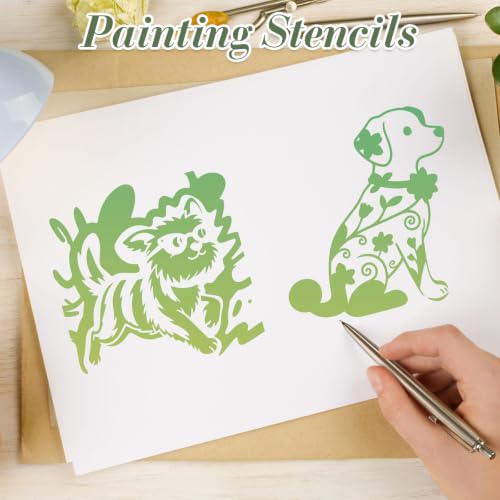 Dog Stencils for Crafts Reusable 24Pcs Stencils(5.9X5.9 Inch) | DIY Art Painting Stencil Furniture Decor Kit for Wood Embroidery Wall Silk Screen Journaling - color: Dog 1