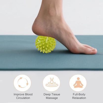 Spiky Massage Balls- 2PCS (Firm and Soft) Muscle Massager Ball for Feet, Back, Neck, Muscles, Hands Massager Roller for Plantar Fasciitis, Physical Therapy, Foot Arch Trainer, Exercise - color: Softgreen+hardblue