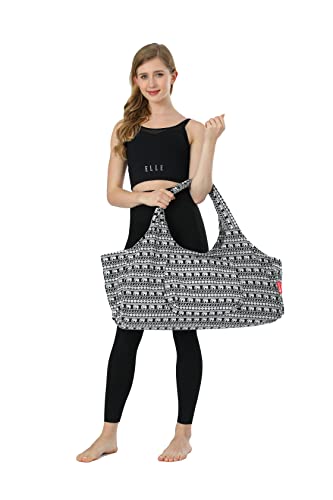 Aozora Yoga Mat Bag Large Yoga Mat Tote Sling Carrier with Pockets Fits Mats with Multi-Functional Storage Pockets Light and Durable - color: Elephant