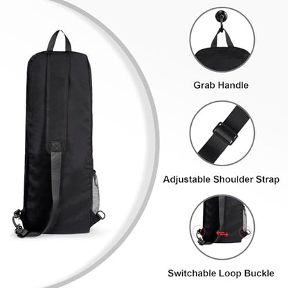 Yoga Mat Bag Carrier with Mesh & Zipper Pockets - color: Black