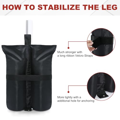 ABCCANOPY Canopy Weights 185 LBS Tent Sand Bags,4-Pack Black(No Sand) - color: Black, size: 185 LBS
