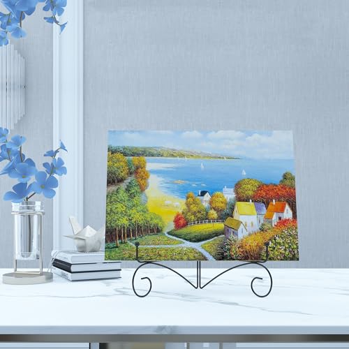 10 Inch Display Plate Stand with Folding Design, Metal Plate Holder for Tables, Picture Easel for Home Decoration, Photo Frame Stand, Black, 2-Pack
