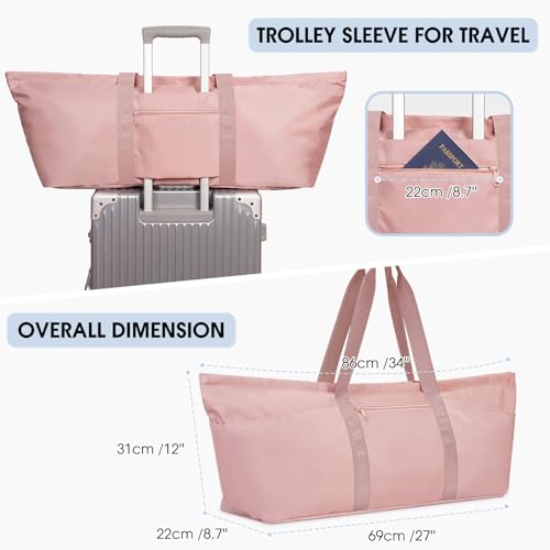 sportsnew Large Yoga Mat Bag Trolley Sleeve Gym Carrier Shoe Bag Wet Pocket | water-resistant fabric, large capacity,wide full-zip opening,separate shoe bag,2 yoga mat holder straps,multi-pocket storage - color: Pink