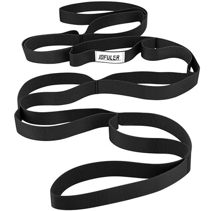 Stretching Strap for Physical Therapy and Home Rehab, 10 Loops - color: Black