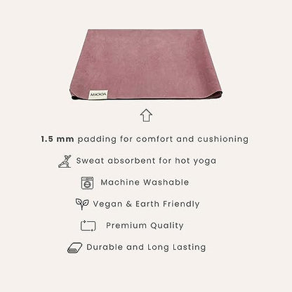 Travel Yoga Mat 1.5mm | Foldable, Lightweight Mat | Use for Travel, Backpacking, Yoga Retreat, Outdoors, Gym, Pilates, Machine Washable, Eco-Friendly - color: Melon