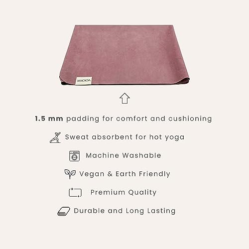 Travel Yoga Mat 1.5mm | Foldable, Lightweight Mat | Use for Travel, Backpacking, Yoga Retreat, Outdoors, Gym, Pilates, Machine Washable, Eco-Friendly - color: Melon