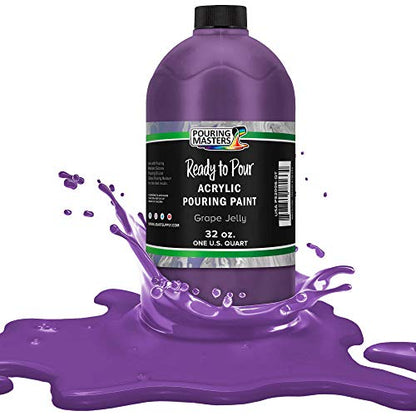 Pouring Masters Grape Jelly Ready to Pour Acrylic Pouring Paint - Premium 32-Ounce Pre-Mixed Fluid Acrylic Paint - Fluid Art Supplies for Canvas, Wood, Paper, Tile & Rocks