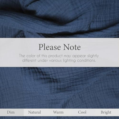 Salt Earth 100% Cotton Gauze 80"X90" Queen 4 Layered Blanket- Dress Blue | Premium Muslin Blanket for Couch,Bed,Living,Summer Lightweight, All Seasons Blankets & Throws, Boho,Travel & Skin Friendly - color: Dress Blue, size: 80"X90" Queen