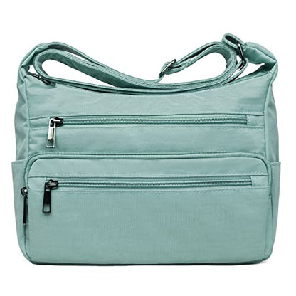 VOLGANIK ROCK RFID Purses for Women Fabric Nylon Multi Pocket Crossbody Bag Ladies Travel Handbag - color: Light Green, size: Standard