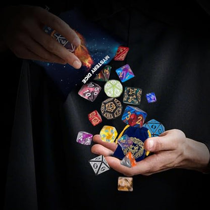 QMAY Mystery Dice Set – 7 Pcs Acrylic Polyhedral Dice + 1 Pcs Velvet Bag - style: 1 bag Mystery Dice