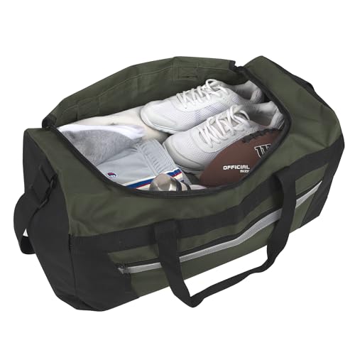 40 Liter, 22 Inch Reflective Duffle Bag with Shoulder Strap for Men, Women, Travel - color: Hunter Green