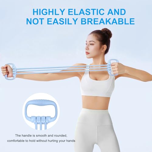 Figure 8 Resistance Band for Women 15-90LBS, Adjustable Resistance Bands with Handles for Arm Back Exercise, 6 Fitness Elastic Rope, Stretch Bands for Yoga, Pilates, Strength Training - color: blue