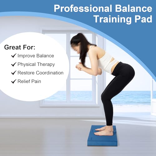 StrongTek Foam Balance Pad, High-Density TPE, 15.8 x 13 x 2 in, Non-Slip - color: Blue-Set of 2