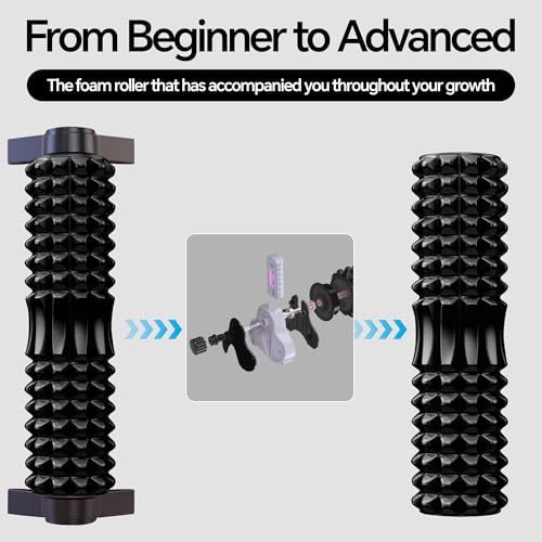 Deep Tissue Foam Roller with Stand - Black | 3-Level Height Adjustable Support, Beginner-Friendly Design for Home Workout & Muscle Recovery - Black