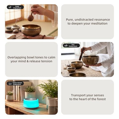 Kipcush Automatic Tibetan Singing Bowl Sound Machine, 11 Soothing Sound Therapy Tones, Touch Night Light, Smart Timer & Memory, Plug-in White Noise Machine for Sleep, Meditation, Yoga & Relaxation - color: Gray & Blue