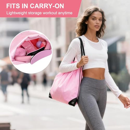 Pilates Ring and Ball Set for Women, Home Workout Pilates Kit, Magic Circle Hoop with 5 Resistance Bands, Pilates Equipment Fitness Essentials Starter Set Accessories - color: Pink