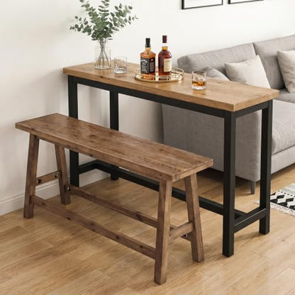 55" Solid Wood Counter Height Bar Bench, Bench for Island Table