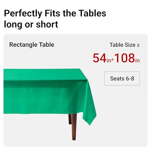 Auros 10-Pack Plastic Tablecloths, 54x108 Inch Disposable Table Covers, 8FT | Rectangle Waterproof & Throw Away Table Cloth, Easy Cleanup for Party, Wedding, Graduation, Fits 6-8ft Tables, Kelly Green - color: Kelly Green, size: 54" X 108" Rectangle
