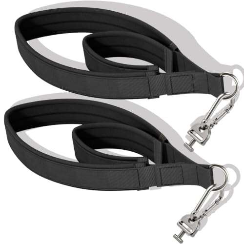 Pilates Loops Compatible with Tonal Smart Home Gym, Double Loop Soft Lined Pilates Straps with T Lock Adapter, W/Snap Hooks - color: Deep Black