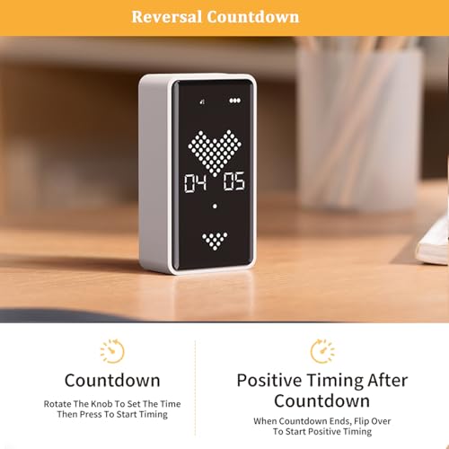 Digital Visual Timer, 0-99mins Sand Time with Gravity Sensor, Hourglass Animation, Type-C Rechargeable Magnetic Visual Timer for Classroom, Cooking, Fitness, Baking, ADHD(Black)