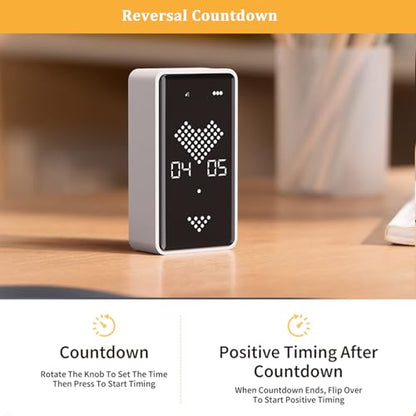 Digital Visual Timer, 0-99mins Sand Time with Gravity Sensor, Hourglass Animation, Type-C Rechargeable Magnetic Visual Timer for Classroom, Cooking, Fitness, Baking, ADHD(Black)