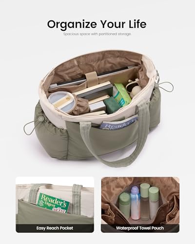 LOVEVOOK Travel Tote Bag for Women, Fits 15.6-Inch Laptop - color: Green-white, size: 15.6 inch