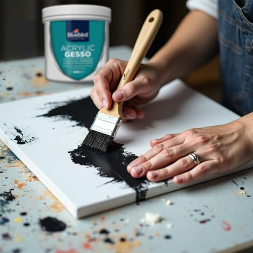 BLUEBIRD Canvas Board Set of 14 (4x4, 4x6, 5x7, 8x10, 9x12, 11x14) Acrylic Gesso 28.2 Oz - Black