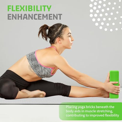 biguphate 2 Pack Yoga Blocks, 3"x6"x9" Rounded Edges Non-Slip, Yoha Bricks | Supportive Latex Free, Lightweight Ideal Pilates Block for Pilates Meditation Balance Stretching Deep Poses - color: Green