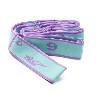 9 Loops Elastic Yoga Strap - Adjustable Stretching Band for Physical Therapy, Dance, Pilates & Gymnastics, Multi-Loop Exercise Band for Flexibility, Home Workout - color: Blue