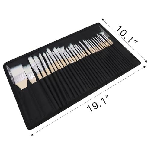 Artecho 32 Pcs Acrylic Paint Brushes Set with Case | Artist Painting Supplies Kit, Professional Painting Tools For Oil Watercolor Gouache Canvas