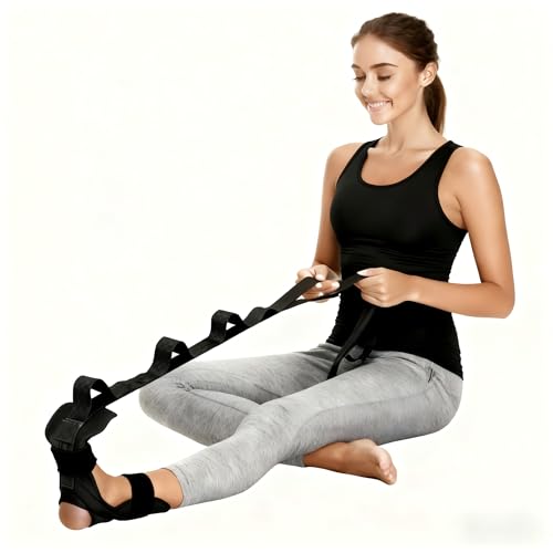 Foot & Calf Stretcher for Plantar Fasciitis Relief, Adjustable Stretching Strap & Foot Rocker Combo for Achilles Tendon, Heel Pain, Hamstring & Muscle Recovery – Physical Therapy Stretching Device for Home Use