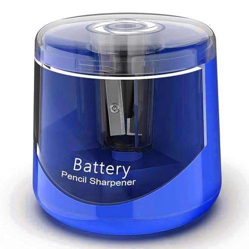 Battery Powered Electric Pencil Sharpener, Small Battery Operated Pencil Sharpeners Portable, Fast Sharpen, Suitable for 6-8mm No.2/Colored Pencils, School, Classroom, Office, Home(PS-02)
