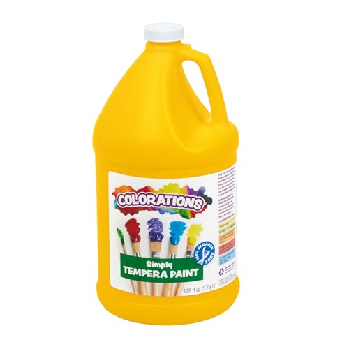 Colorations Paraben-Free Tempera Paint for Kids, 1 Gallon, Vibrant Yellow | Non-Toxic and Made in the USA, Classroom Must Haves, Bulk Arts & Crafts Supplies - color: Yellow