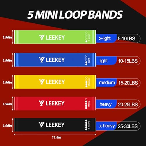 LEEKEY Resistance Bands for Pull Up Assist, Exercise & Workout Bands Set - color: 5-85LBS COLOR+Mini Bands