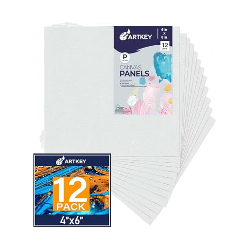 Canvas Panels 4x6 Inch 12-Pack, 10 oz Primed 100% Cotton Small Canvases for Painting, White Blank Flat Canvas Board for Oil Acrylics Watercolor & Tempera Paints - size: 4"x6", style: 12-Pack
