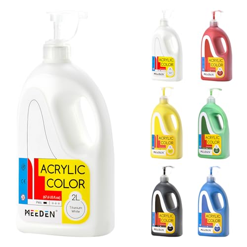 MEEDEN Bulk Acrylic Paint Set: 6 Basic Colors 1/2 Gallon (2L /67.6 oz.) Large Acrylic Paint with Pump Lid - Ideal for School & Studio - color: 6 Basic Colors