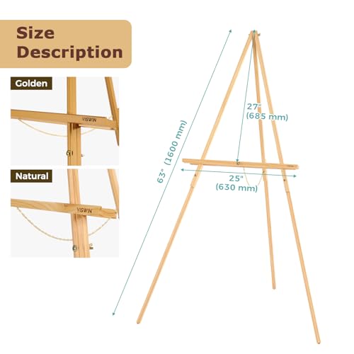 VISWIN 3Pcs 63" Easel Stand for Wedding Signs, Adjustable Wooden Display Easel with Holder, Tripod Floor Easel for Welcome Board, Poster, Picture, Photos, Paintings - Natural - color: Natural, size: 3 PCS
