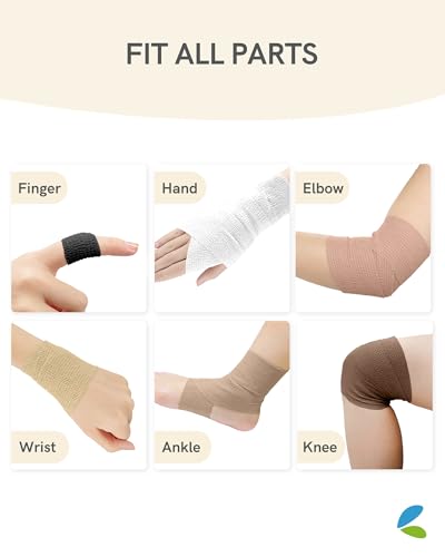 FriCARE Self Adhesive Bandage Wrap, Medical Tape in First Aid Kit, Classic | Elastic Cohesive Bandages for Sports/Vet/Wrist Ankle Wounds, 2 Inches X 5 Yards, Latex-free 6 Rolls - color: Classic