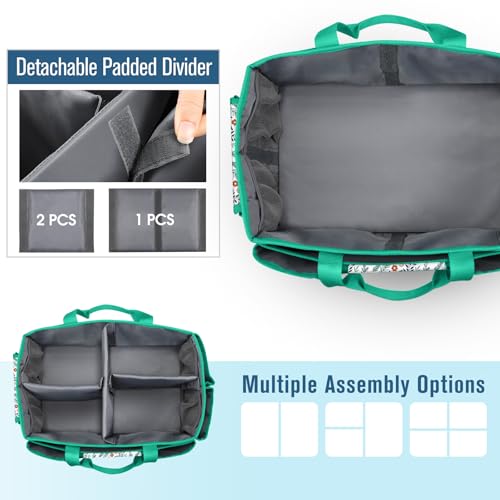 FINPAC Craft Storage Tote Bag with Pockets, Scrapbooking Carrying Case - color: Navy Bloom
