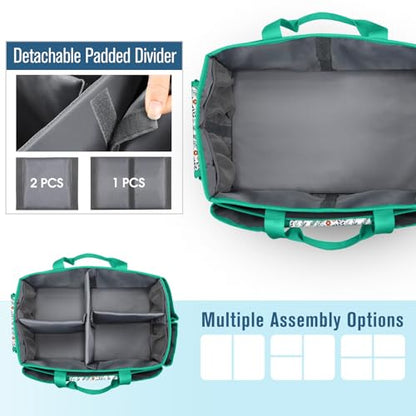 FINPAC Craft Storage Tote Bag with Pockets, Scrapbooking Carrying Case - color: Navy Bloom