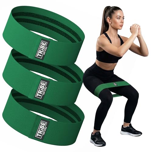 Fabric Resistance Bands for Working Out, 3-Pack for Legs and Glutes - color: Light Green
