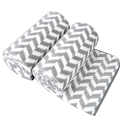 JML Microfiber Bath Towels, Chevron Grey, 30" x 60", 2 Pack - color: Chevron Grey, size: 2 Pack (30 in x 60 in)