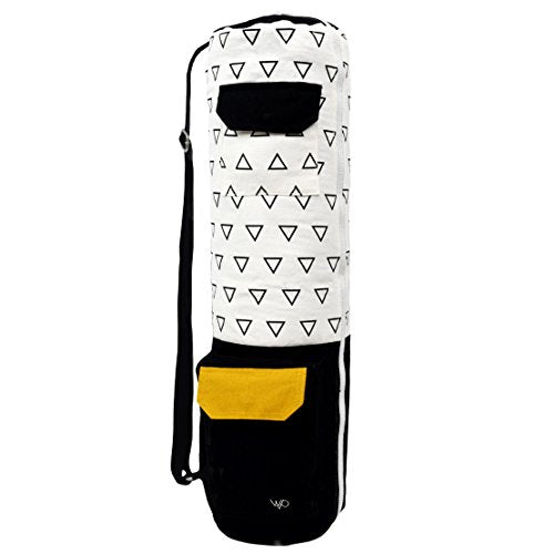 Open Road Goods Eco Friendly Yoga Mat Bag | Organic Yoga Bag For Extra Wide Mats | Yoga Mat Carrier for Men & Women: Full Zip, Adjustable Carry, Pockets, 100% Cotton Canvas - color: Triangle