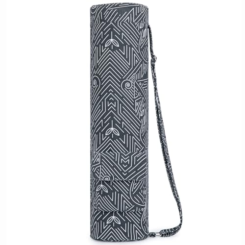 Yoga Mat Bag for Women & Men, Full-Zip Canvas Pilates Bag with Pockets | Lightweight Yoga Mat Carrier with Adjustable Shoulder Strap, Fits 1/4 & 1/3 Inch Thick Mats, for Studio Gym Travel Workout - color: Blue and White Striped Pattern